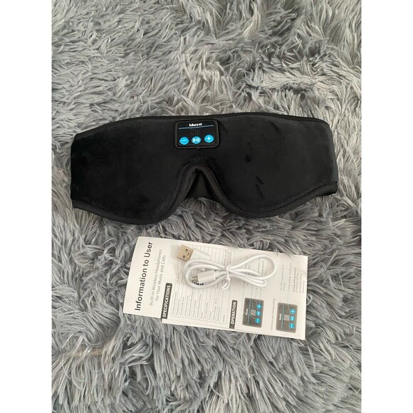 Sleep Mask Sleep Headphones Bluetooth 3D Wireless Music Sleeping Black - Picture 3 of 12